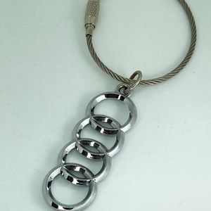 CLEARANCE!Pre Owned Car Audi Keychain Silver Stainless Steel Rope Like Chain EUC